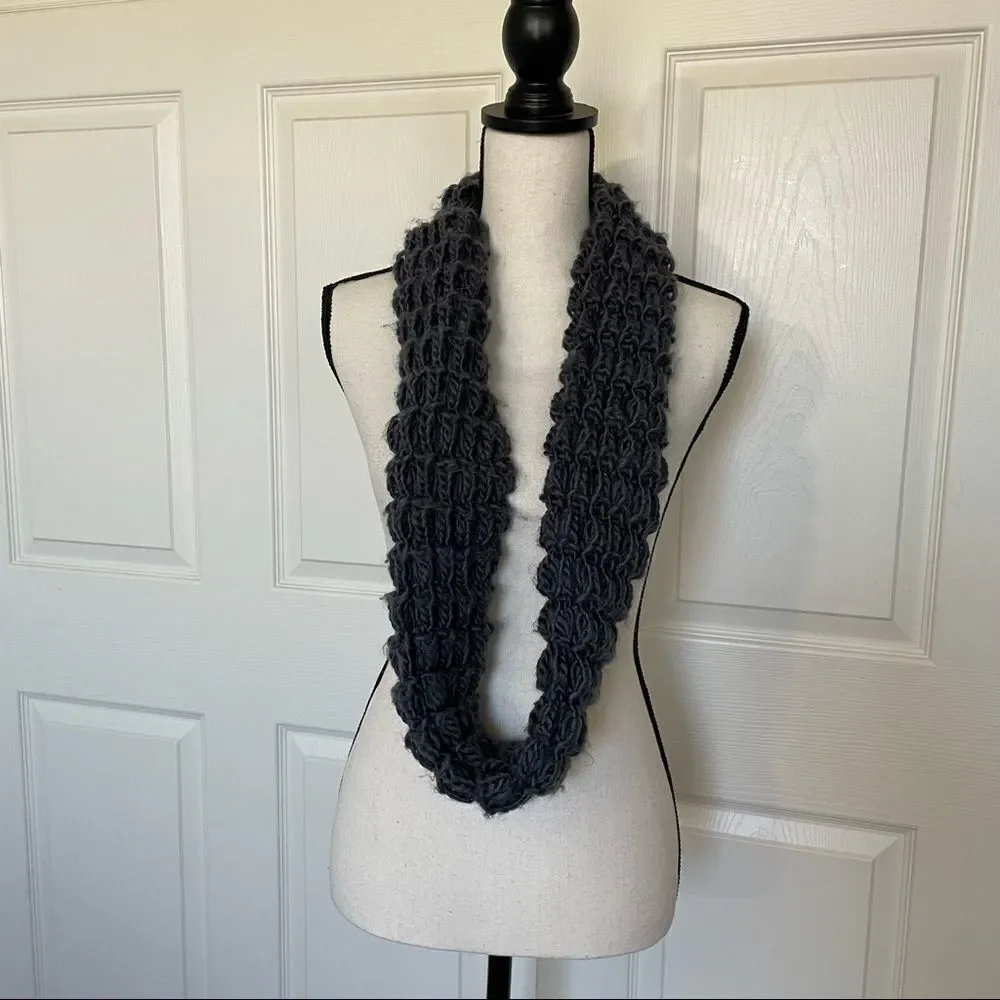Charcoal Warm and Soft Crocheted Infinity Scarf